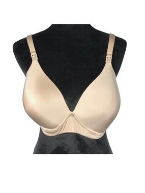 A Pea In The Pod Maternity Bra 40DD Wire Free Padded Cups Clip Tan Beige Nursing